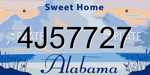 4J57727 Alabama License Plate