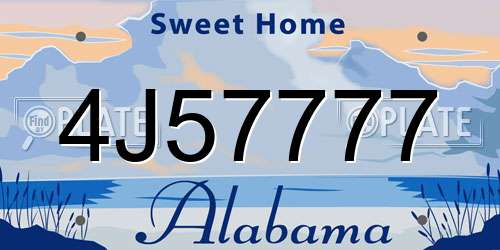 4J57777 Alabama License Plate
