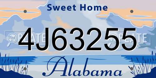 4J63255 Alabama License Plate