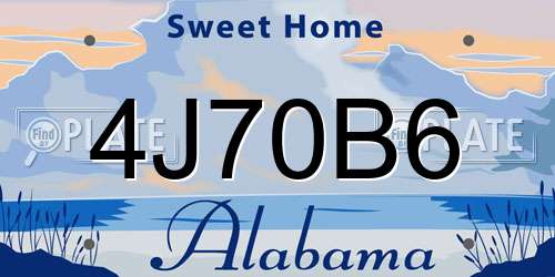 4J70B6 Alabama License Plate