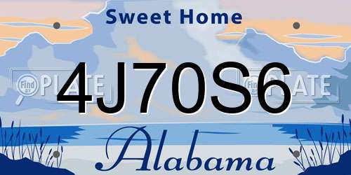 4J70S6 Alabama License Plate