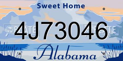 4J73046 Alabama License Plate
