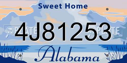 4J81253 Alabama License Plate
