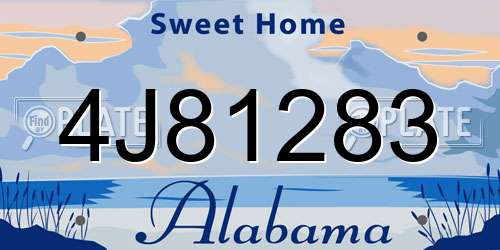 4J81283 Alabama License Plate