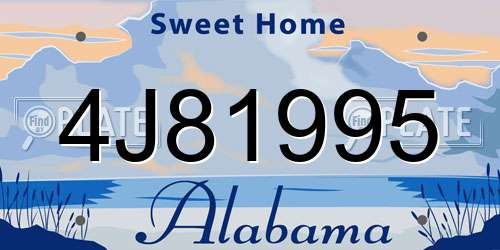 4J81995 Alabama License Plate