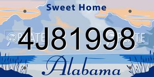 4J81998 Alabama License Plate