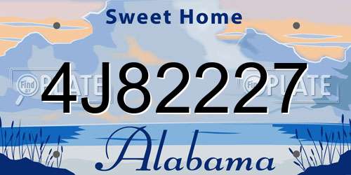 4J82227 Alabama License Plate