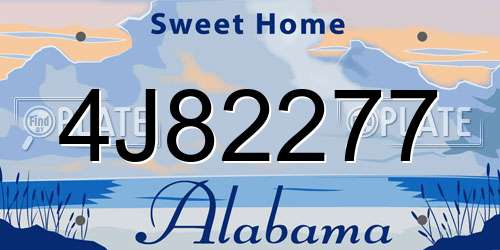 4J82277 Alabama License Plate