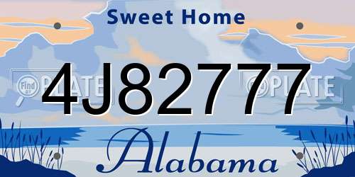 4J82777 Alabama License Plate