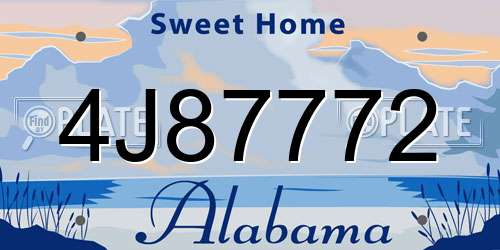 4J87772 Alabama License Plate