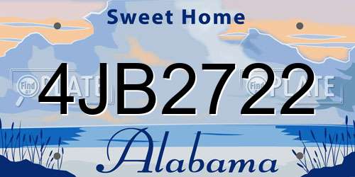 4JB2722 Alabama License Plate