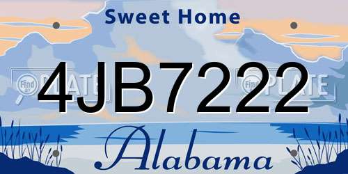 4JB7222 Alabama License Plate