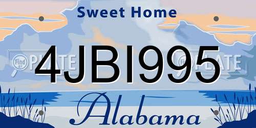 4JBI995 Alabama License Plate