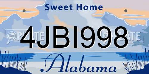 4JBI998 Alabama License Plate