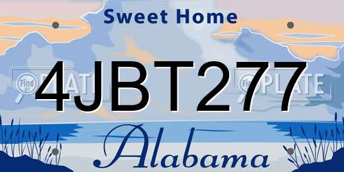4JBT277 Alabama License Plate