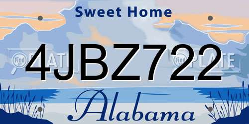 4JBZ722 Alabama License Plate