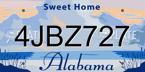 4JBZ727 Alabama License Plate