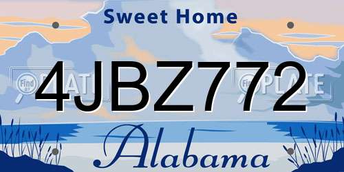 4JBZ772 Alabama License Plate