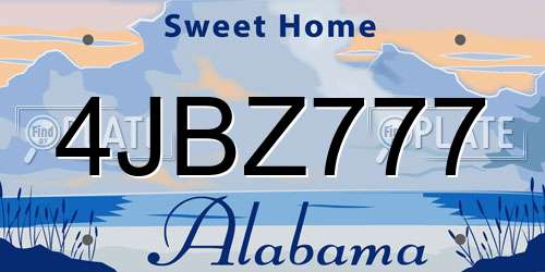 4JBZ777 Alabama License Plate