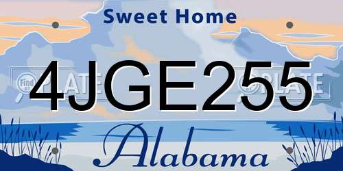 4JGE255 Alabama License Plate