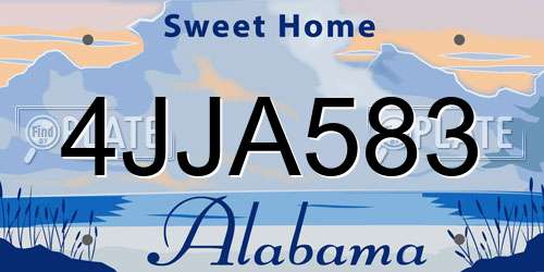 4JJA583 Alabama License Plate