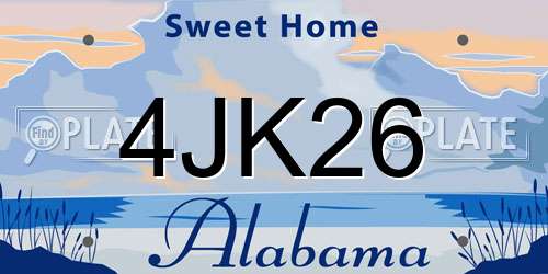 4JK26 Alabama License Plate