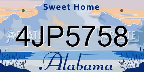 4JP5758 Alabama License Plate