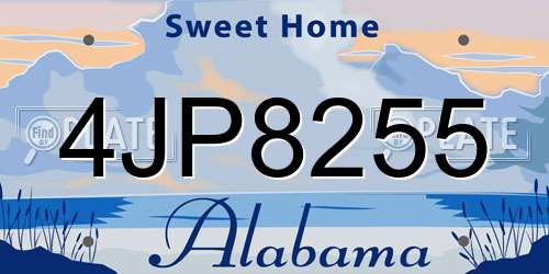 4JP8255 Alabama License Plate