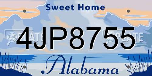 4JP8755 Alabama License Plate