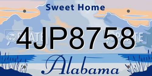4JP8758 Alabama License Plate