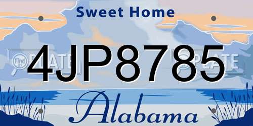 4JP8785 Alabama License Plate