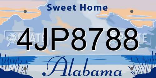 4JP8788 Alabama License Plate