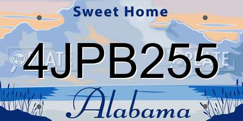 4JPB255 Alabama License Plate
