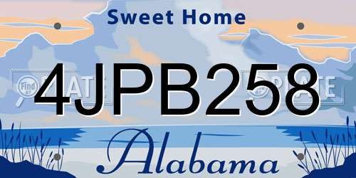4JPB258 Alabama License Plate