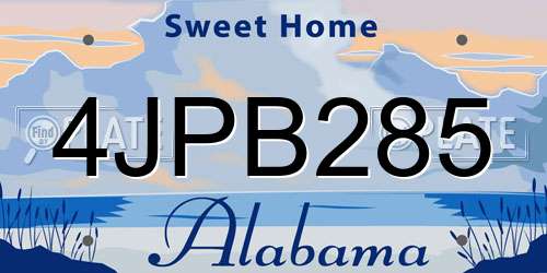 4JPB285 Alabama License Plate