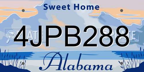 4JPB288 Alabama License Plate
