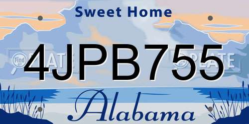 4JPB755 Alabama License Plate