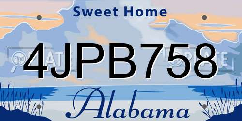 4JPB758 Alabama License Plate