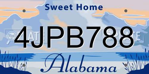 4JPB788 Alabama License Plate