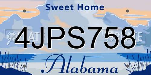 4JPS758 Alabama License Plate