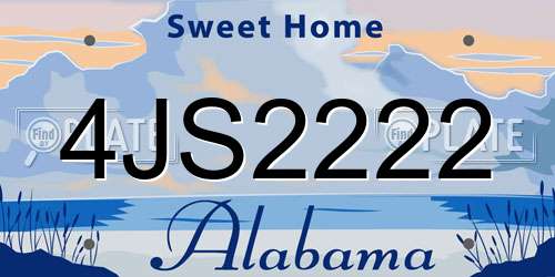4JS2222 Alabama License Plate