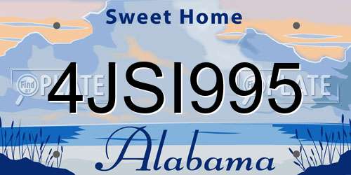 4JSI995 Alabama License Plate