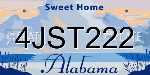 4JST222 Alabama License Plate