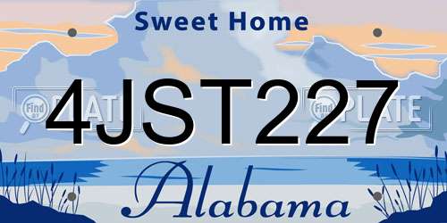 4JST227 Alabama License Plate