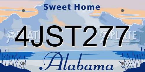 4JST277 Alabama License Plate