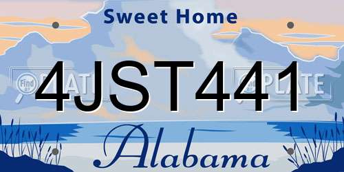 4JST441 Alabama License Plate