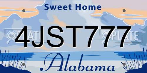 4JST777 Alabama License Plate