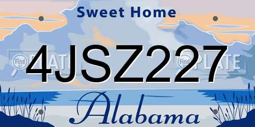 4JSZ227 Alabama License Plate
