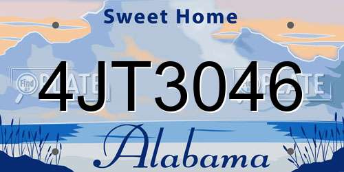 4JT3046 Alabama License Plate