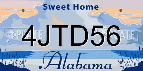 4JTD56 Alabama License Plate
